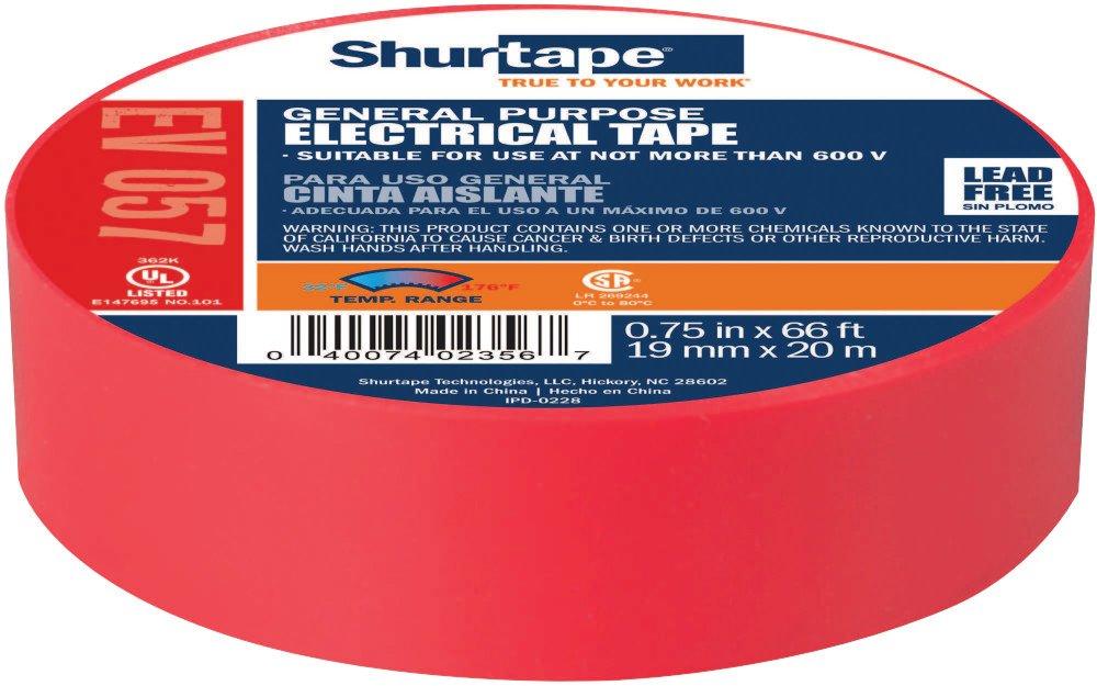 Shurtape EV 57 General Purpose, Flame Retardant, Vinyl Electrical Tape