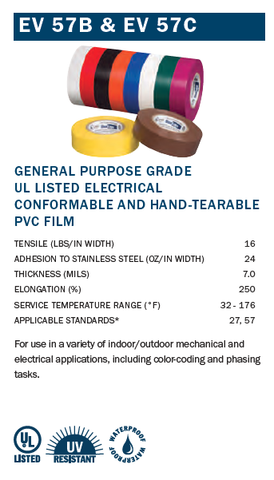 Shurtape 187742 EV 57 General Purpose Grade, UL Listed Electrical Tape - Violet - 3/4in x 66ft - 1 Roll | Acme Tools