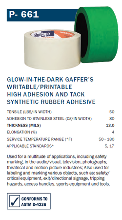 Shurtape P-661 Glow-in-the-dark Gaffer Tape-TapeMonster